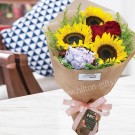 Sunflower & Hydrangea Hand Bouquet