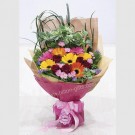 Carnation Spray and Mix Gerberas hand bouquet