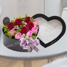 Table Bouquet Roses with Heart Shape Box 