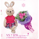 Rabbit & Pink Roses Hand Bouquet