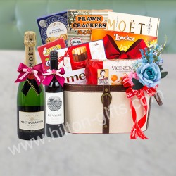 Food Hamper Alcohol - Moet & Chandon Brut Imperial Champagne & Red Wine