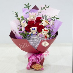 Bear Hand Bouquet Red Roses