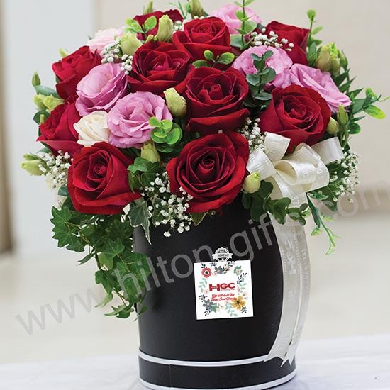 Roses and Pink Eustoma - Table Bouquet